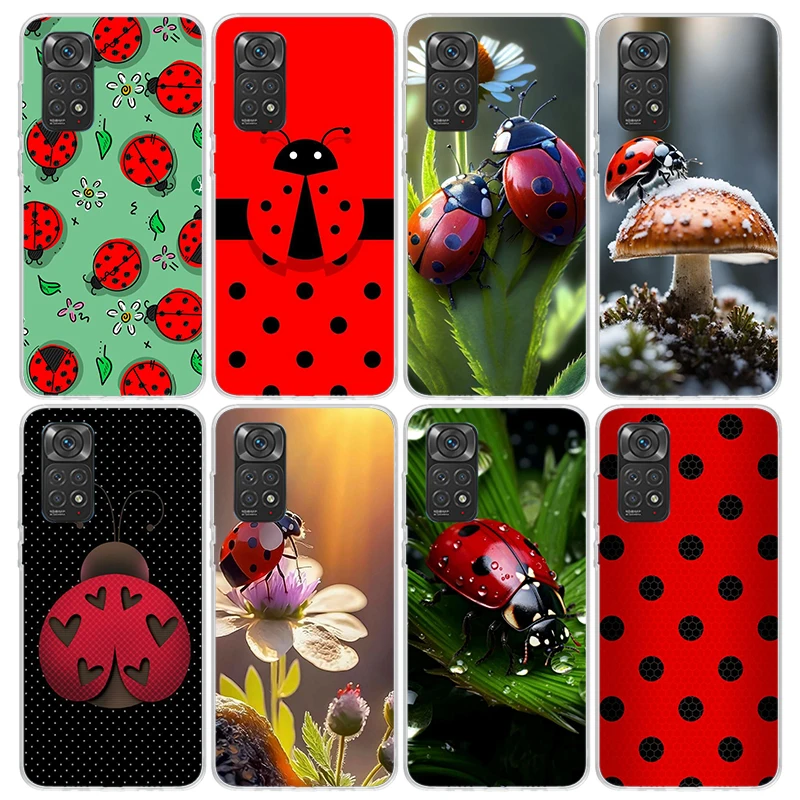 Hmyz sedem-hviezdičkový lienkový puzdro pre puzdro pre Xiaomi Redmi Poznámka 13 12S 12S 11S 11E 11T 10S 10 Pro Plus 9 9s 8 8t 7 5G Soft Cover FU FU