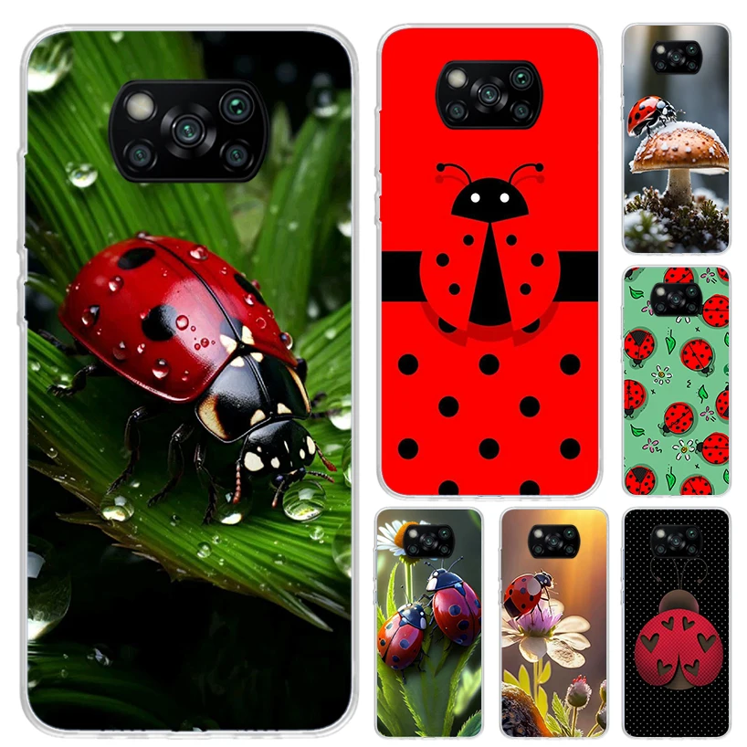 Hmyz sedem-hviezdičkový lienkový puzdro pre Xiaomi POCO x6 x5 x4 x3 NFC F6 F5 F4 GT F3 F2 PRO F1 M5S M4 M3 5G Soft Funda Print Shel