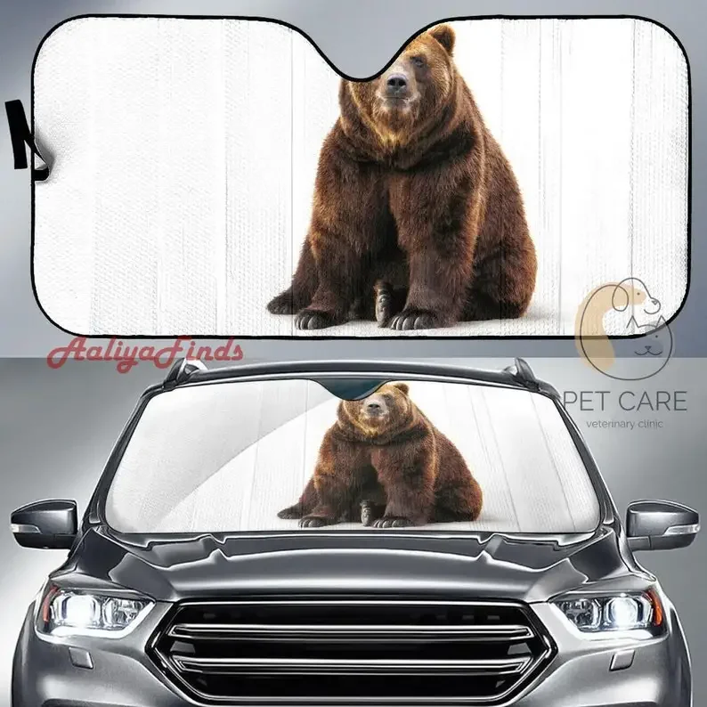 Hnedý medveď biely HD auto slnečný tieň darčekové nápady 2022