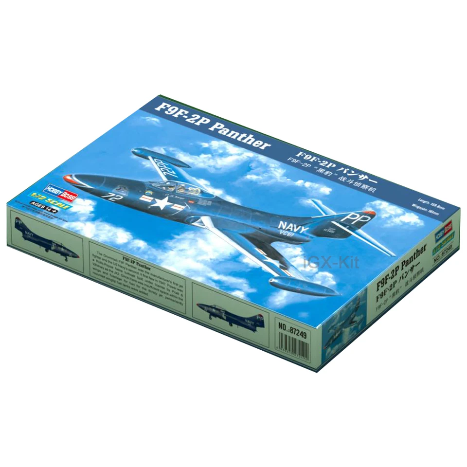 Hobbyboss 87249 1/72 Scale US F9F F9F-2P Panther Fighter Jet Spy Lietadlo lietadla Hobby Craft Toy Plastic Model Building Kit