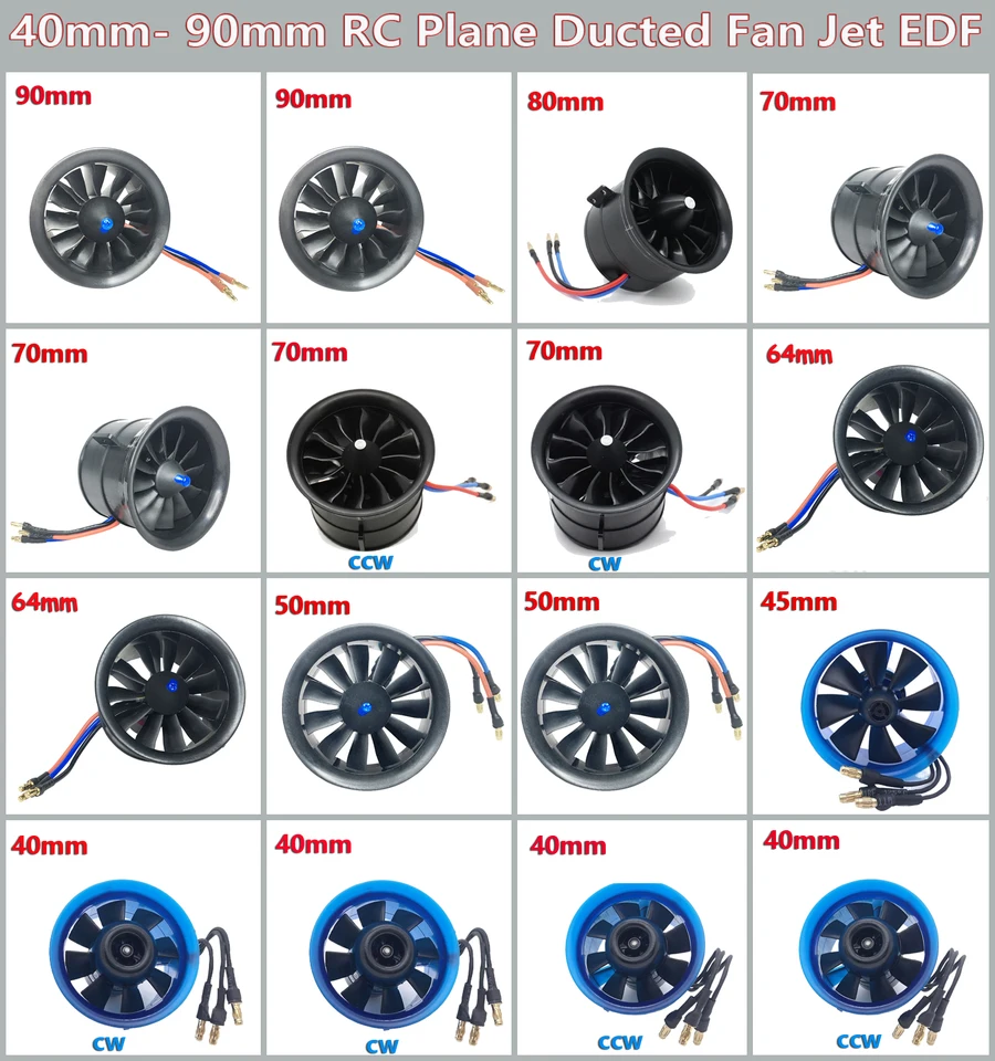 Hobbyocean 40 mm 45 mm 50 mm 64 mm 70 mm 80 mm 90 mm RC Plant Ducted Ventilátor Jet Edf Brushless Motor pre RC lietadlo RC Model diely RC