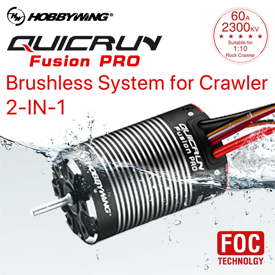 Hobbywing RC 1/10 Brushless Motor and ESC Combo 2-v-1 nepremokavé 2S-3S 60A 2300KV pre Crawler RC Racing CAR