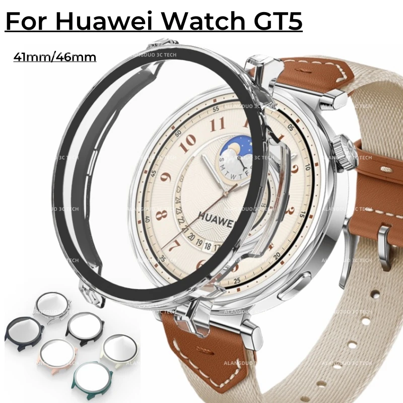 Hodinkový kryt pre Huawei Watch GT5 46 mm 41 mm Hard PC puzdro Templous Glass Gumper Shell pre Huawei GT5 Smart Watch Accessories
