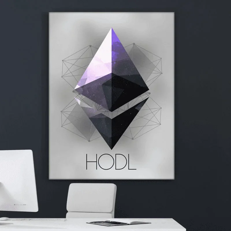 Hodl BTC Virtuálna kryptomena Moderné HD plagáty nástenné umelecké obrázky plátno maľby dekorácie pre obývaciu izbu Domovod