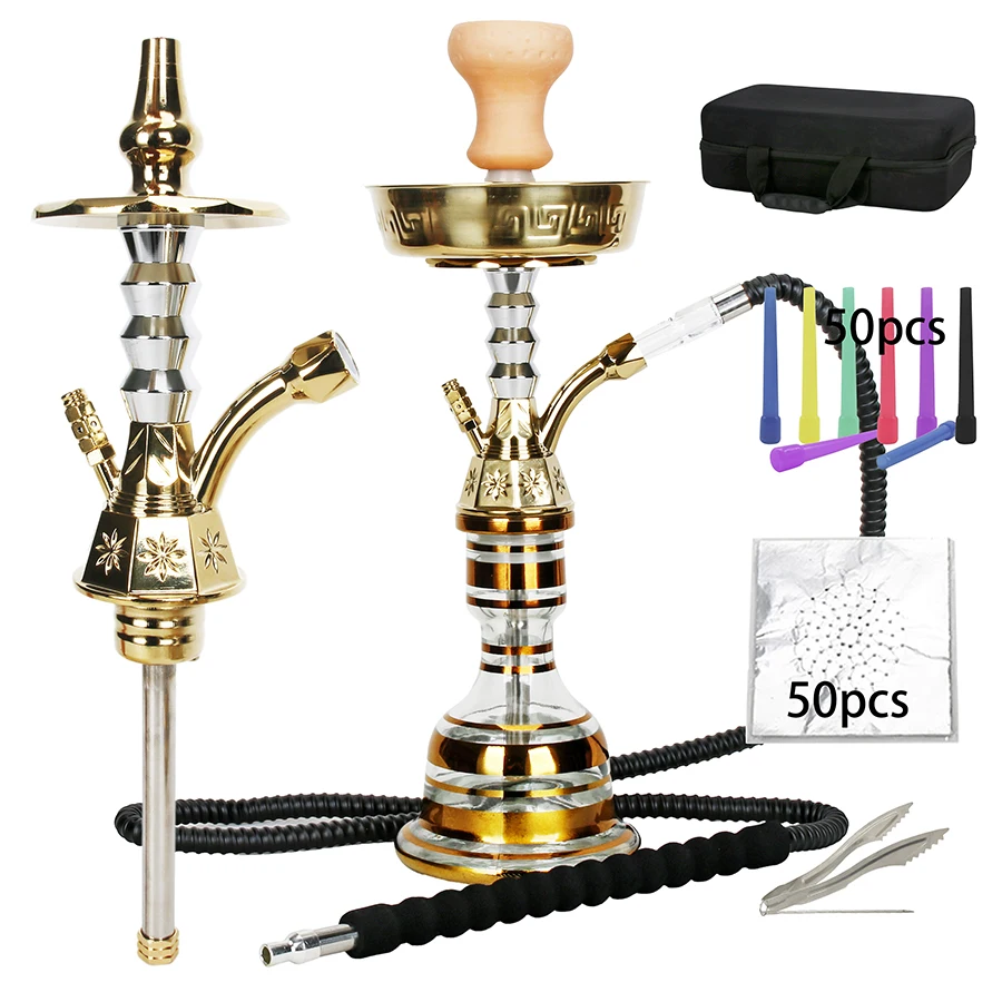 Hodná fajka zink zinočnatého s súprava s cestovnou taškou Eva, egyptským arabským luxusným shisha, jednou trubicou Narguile Complete Chicha, prenosná Hooka