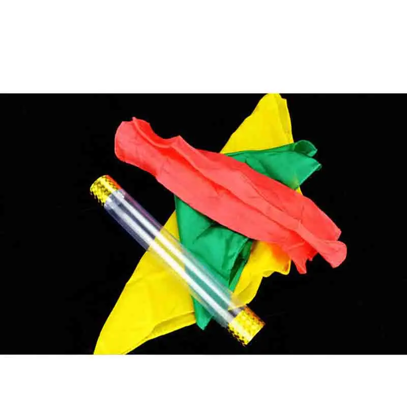 Hodvábka Blow Crystal trubíc -pvc trubica Magic Trick Tri Scarve Prepojenie Magia zblízka Trik