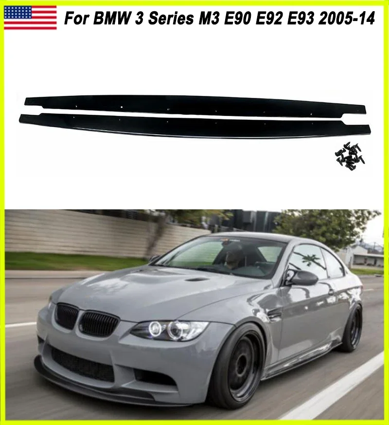 Hodí sa 05-13 BMW E90 E92 E93 M3 3-série lesklé čierne bočné sukne predlžovacie pár