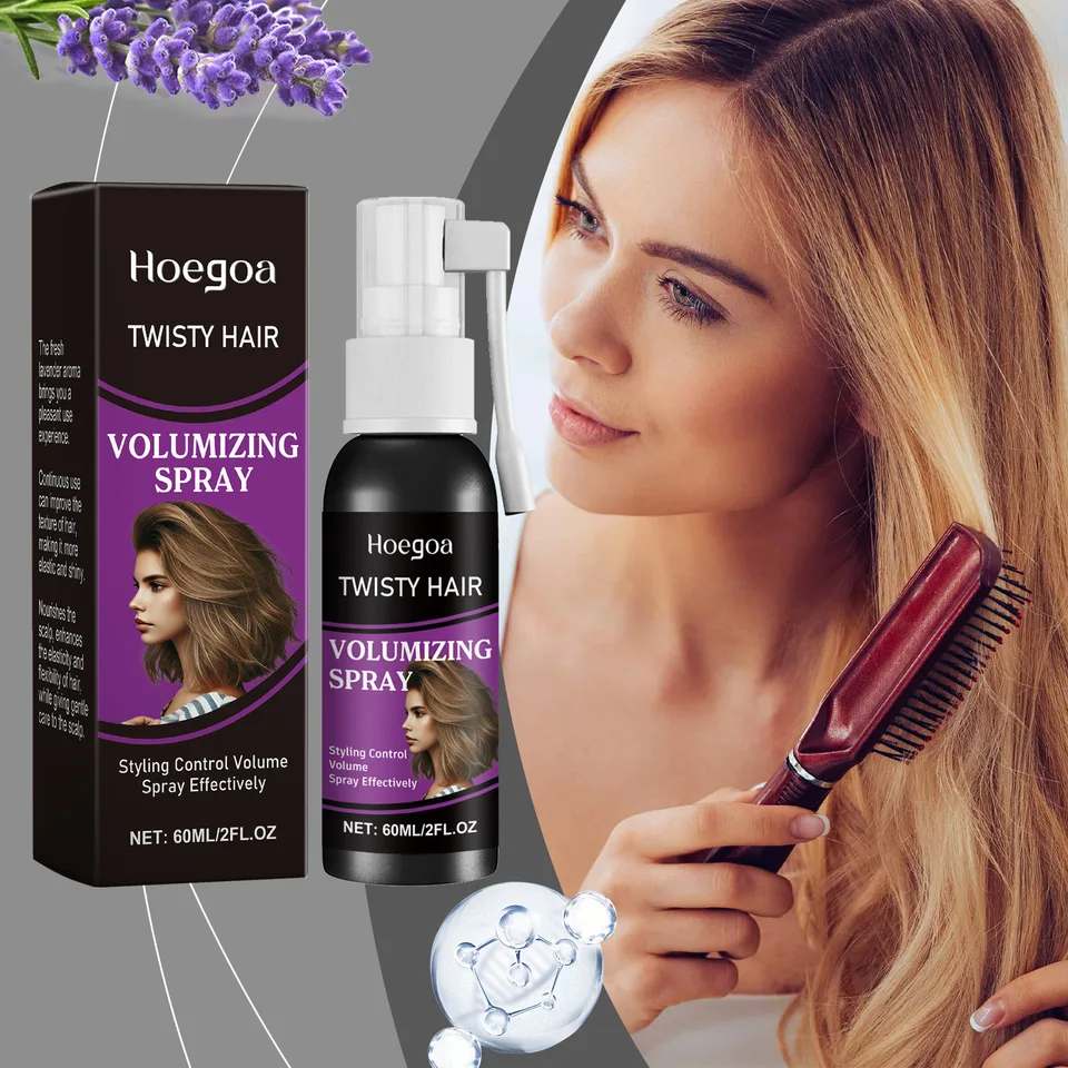 Hoegoa Hustoing Spray Strp Strp Držkadlá Posilnenie výživného koreňa Zvyšovanie texturizácie Znižujte sa suchý pre ženy Styling Styling Spreje
