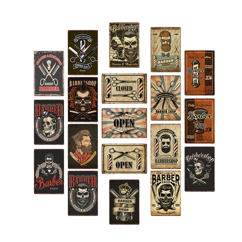 hohappyme vinobranie holičstvo kovové značky Barbershop plagát Bar Pub Retro Plaque strih a holenie bradových železných dosiek 20x30 cm