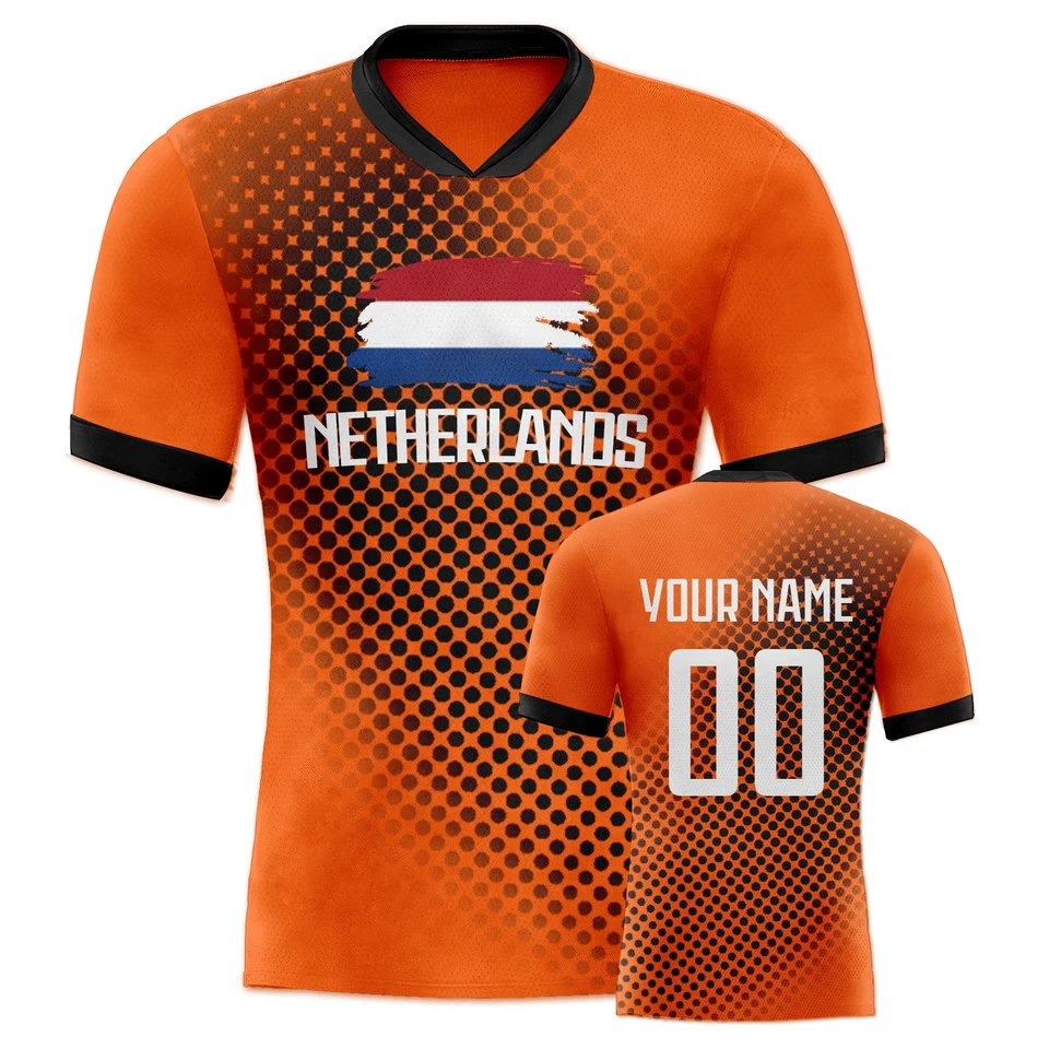 Holandsko Vlastný futbalový dres Rýchle suchý futbalový tím Uniforma Prispôsobené meno číslo Športové oblečenie pre mládež mužov Ženy