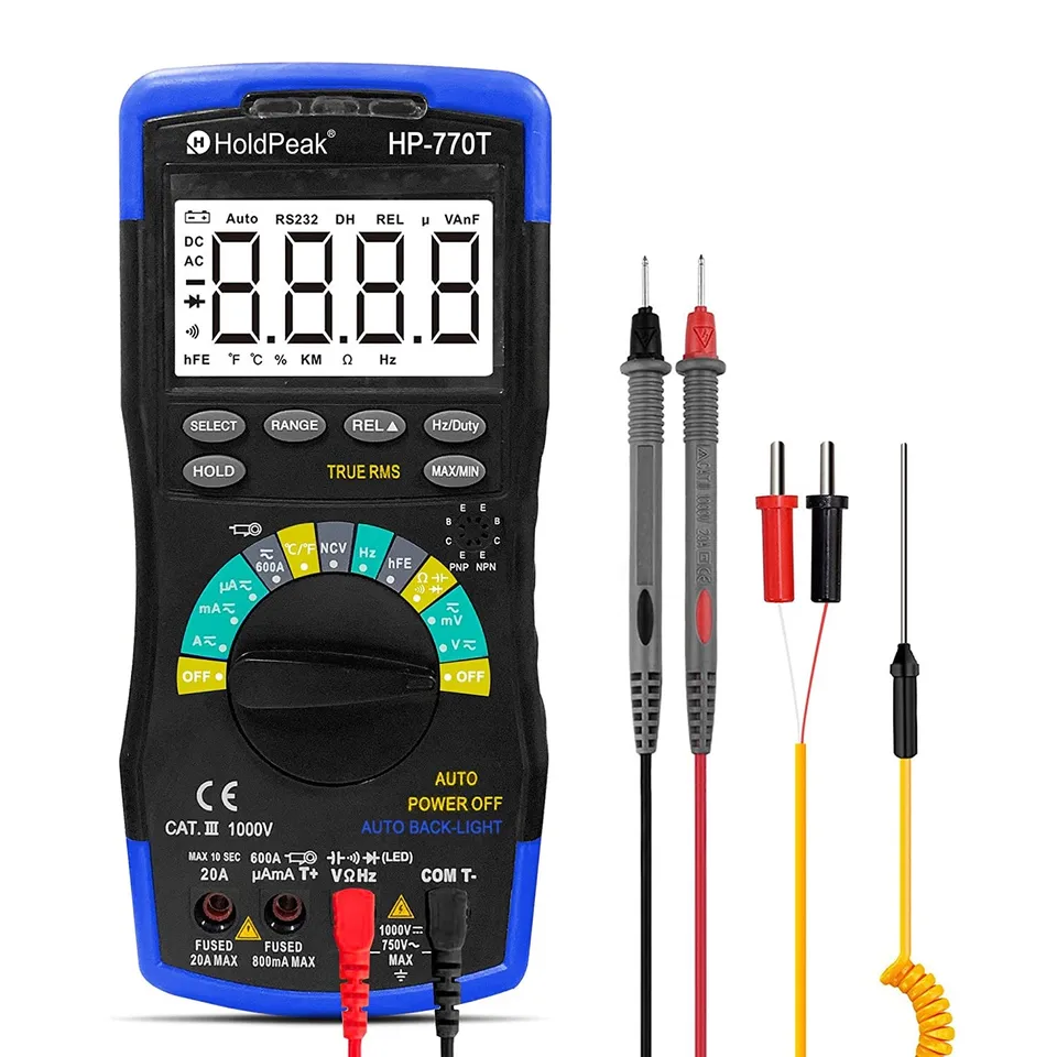 Holdpeak HP-770T Digital Multimeter 6000 Counts TRMS DMM CATIII 1000V, AUTO RANGING, Držanie údajov, NCV, AC/DC AMP OHM volt meter