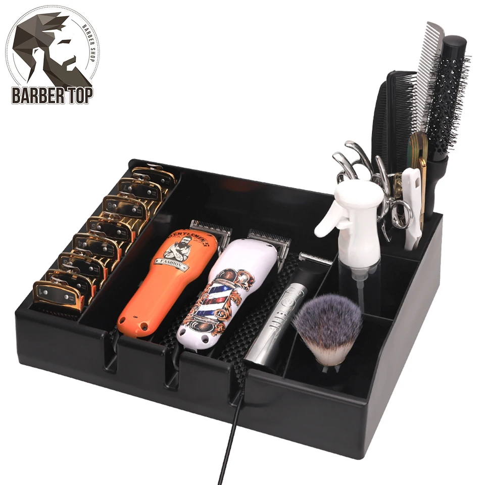 Holič Clipper podnos organizátor skladovacia polica Hair Scissors držiak salón Salon Station Haircut Nástroje Keeper kaderníctvo Nástroj Čierna