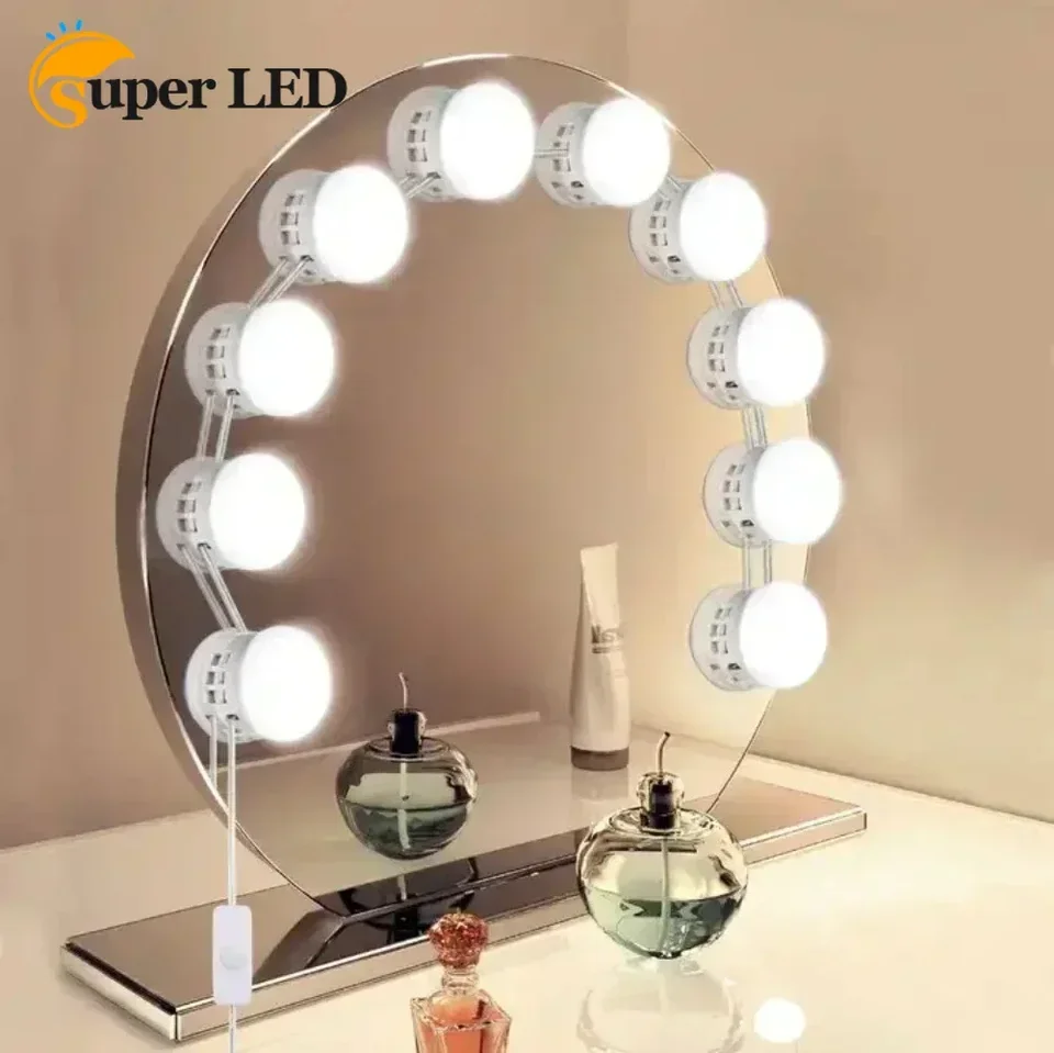Hollywoodový štýl LED Vanity make -up zrkadlové žiarovky Súprava pre toaletné zrkadlo napájacie napájacie LED žiarovky Struka
