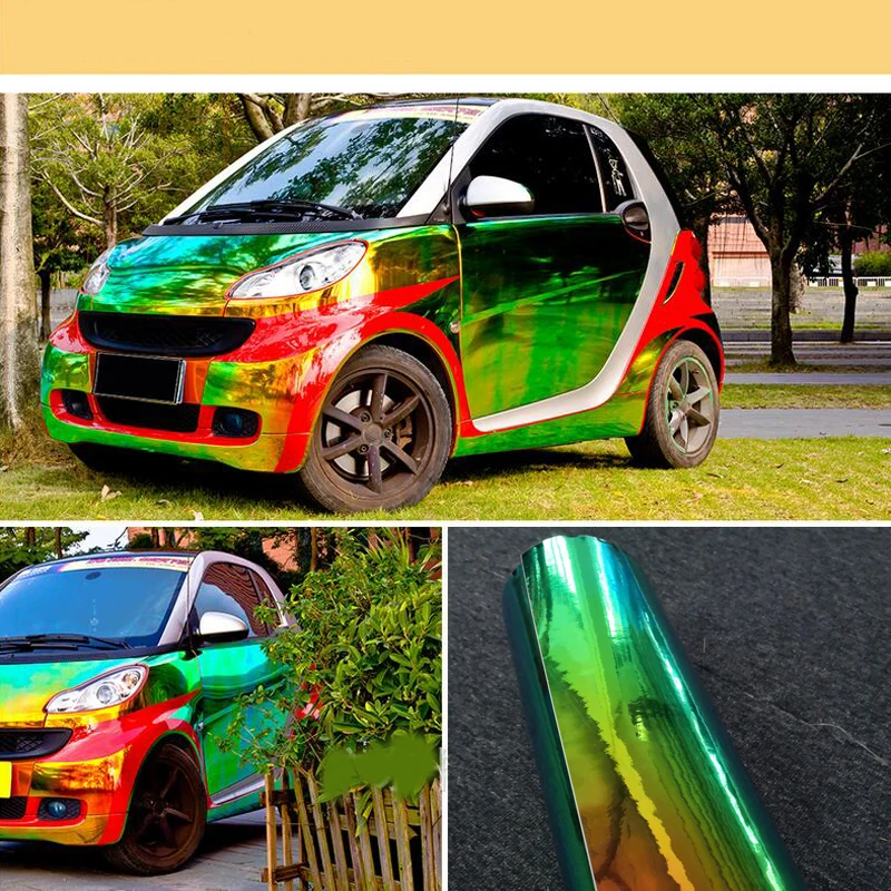 Holografické chameleónové oranžové zelené chorme auto vinylové nálepky na nálepky 1,35 m x 2m/3m/4m/5m/6m
