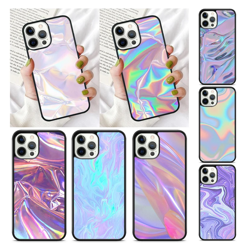 Holographic Iridescence Capa Pase pre iPhone 16 15 SE2020 7 8 Plus pre Apple 13 11 12 14 Mini Pro Max Cover Coque Funda