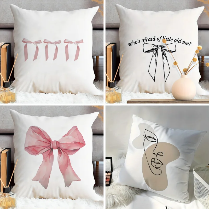 Homebody ružový luku vankúšový pokrytý domáca kancelária Obývacia izba Sofa Dekoratívny darčekový štvorcový vankúš Hádza vankúše pokrývajúce 45x45 cm