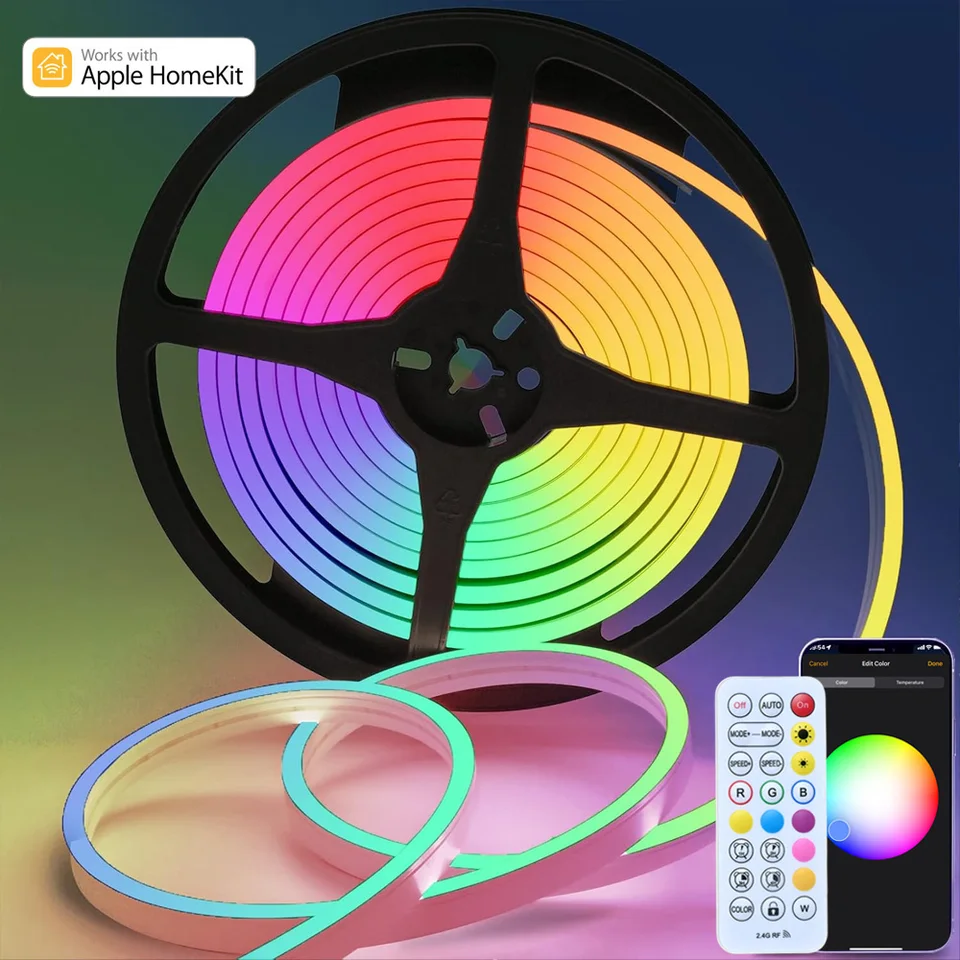 HOMEKIT WIFI NEON RGB LED SLKOTY SLOMOV 1M 2M 3M 5M 12V 12 V DOMÁCNA FLEXIBILE LAMP ROOM DEOCOR RF diaľkové ovládanie Siri hlasové ovládanie