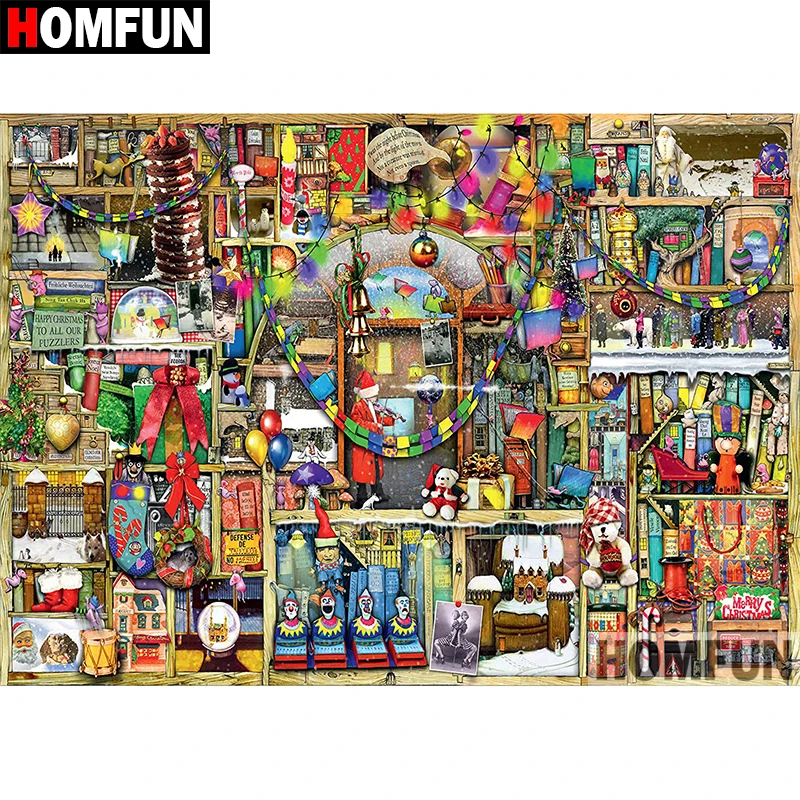Homfun 5D DIY Diamond Painting Plné štvorcové/okrúhle vŕtačka Vianočná polička výšivka krížový steh mozaika Domov Darček Darček A08427