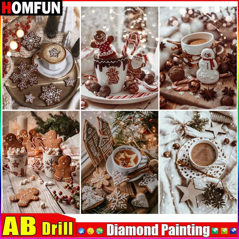 Homfun ab Full Diamond výšivka DIY 5D Diamond Painting Cross Stitch Kávové cookies Celá vŕtačka Domáca izba Výzdoba