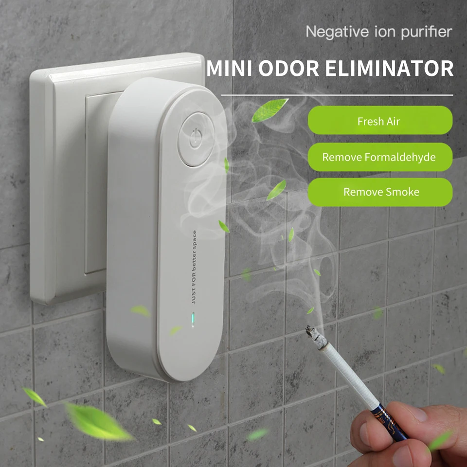 Homgeek Plug v čističke vzduchu Prenosný deodorizátor Mini zápach Eliminátor osviežovač tichej spálne