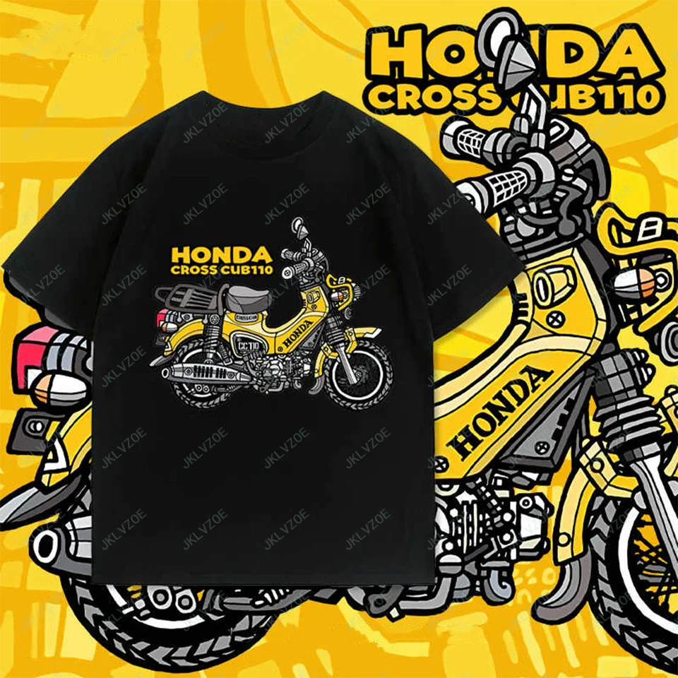 Honda Cub upravené motocyklové klub tlačené americké štýly šaty retro ležérne tričko Motocyklový tábor rytierske pánske tričko