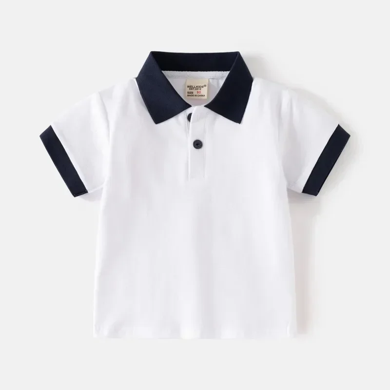 Honeycherry Summer Boys Polo košeľa Detský rukáv s krátkym rukávom detská farebná kolízia klopa topy chlapci oblečenie