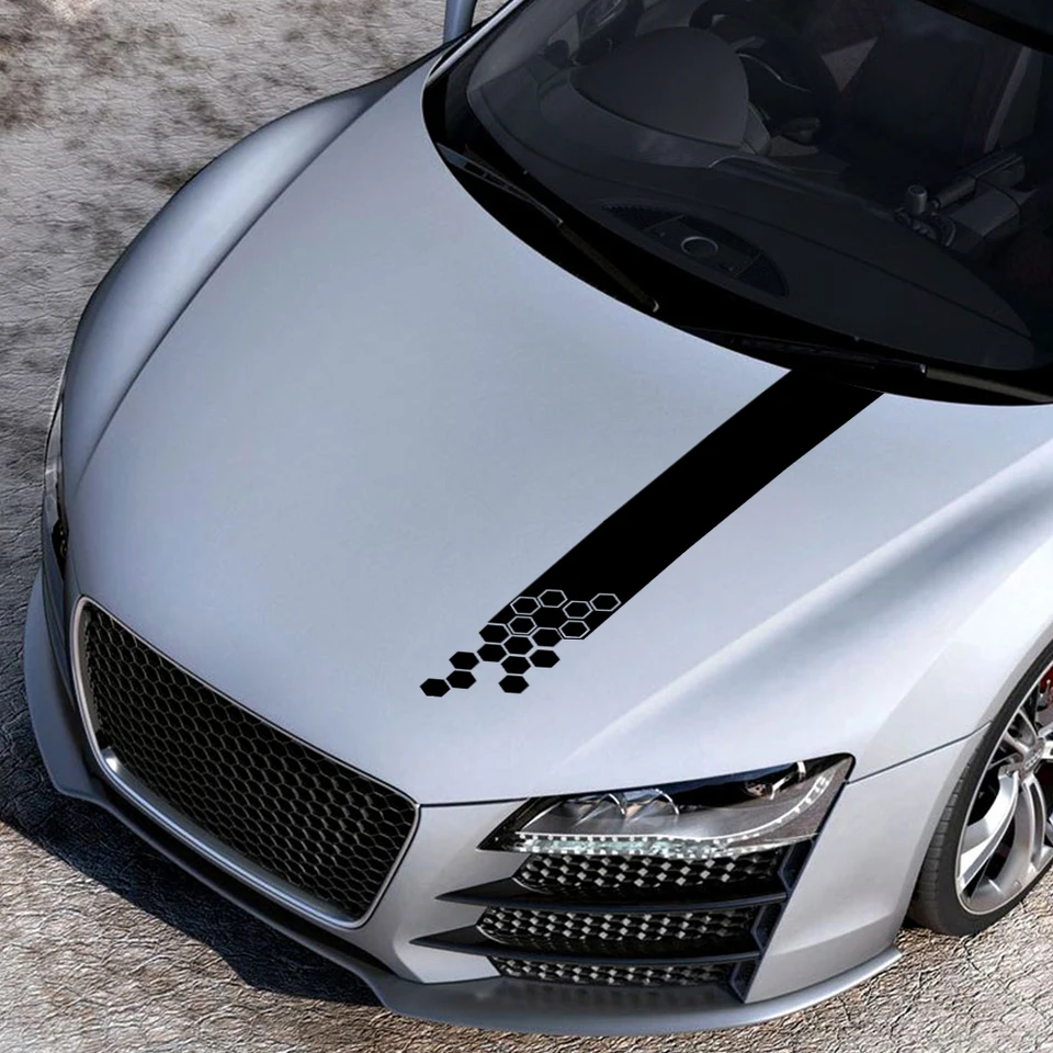 Honeycomb Car Hood Bonnet Nálepka pretekársky štýl vinylové oblahy pre Audi Volvo Tesla Skoda BMW Volkswagen Smart Seat Automatické príslušenstvo