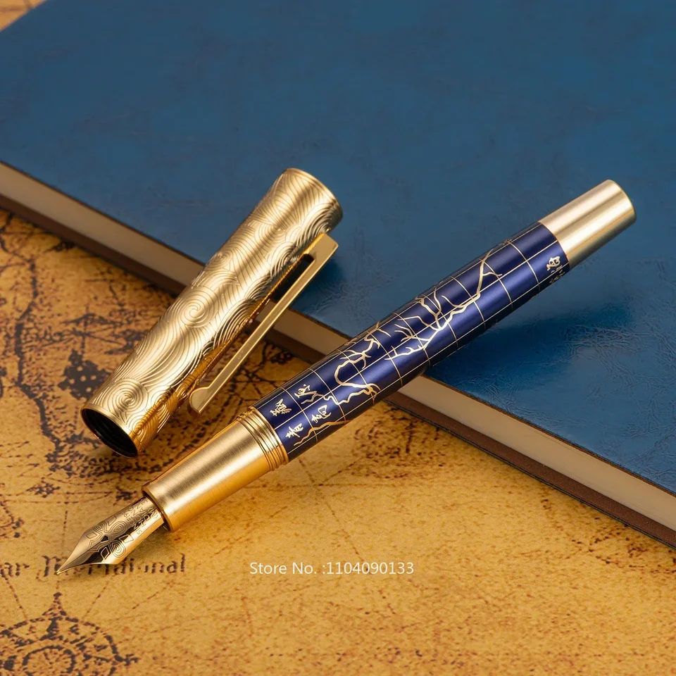 Hongdian 8041 Fountain Pen EF/F/M NIB, Krásne vzory na náhornej plošine Qinghai-Tibet Písanie nové pero