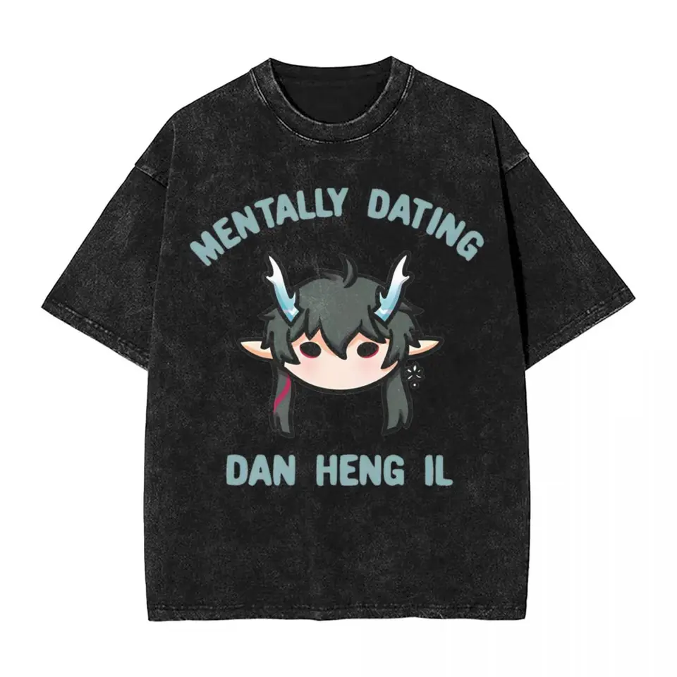 Honkai Star Rail Dan Heng Washed T tričko Streetwear Vintage Tričká hra Anime Tops Tops for Men Women Women High Street Grafika