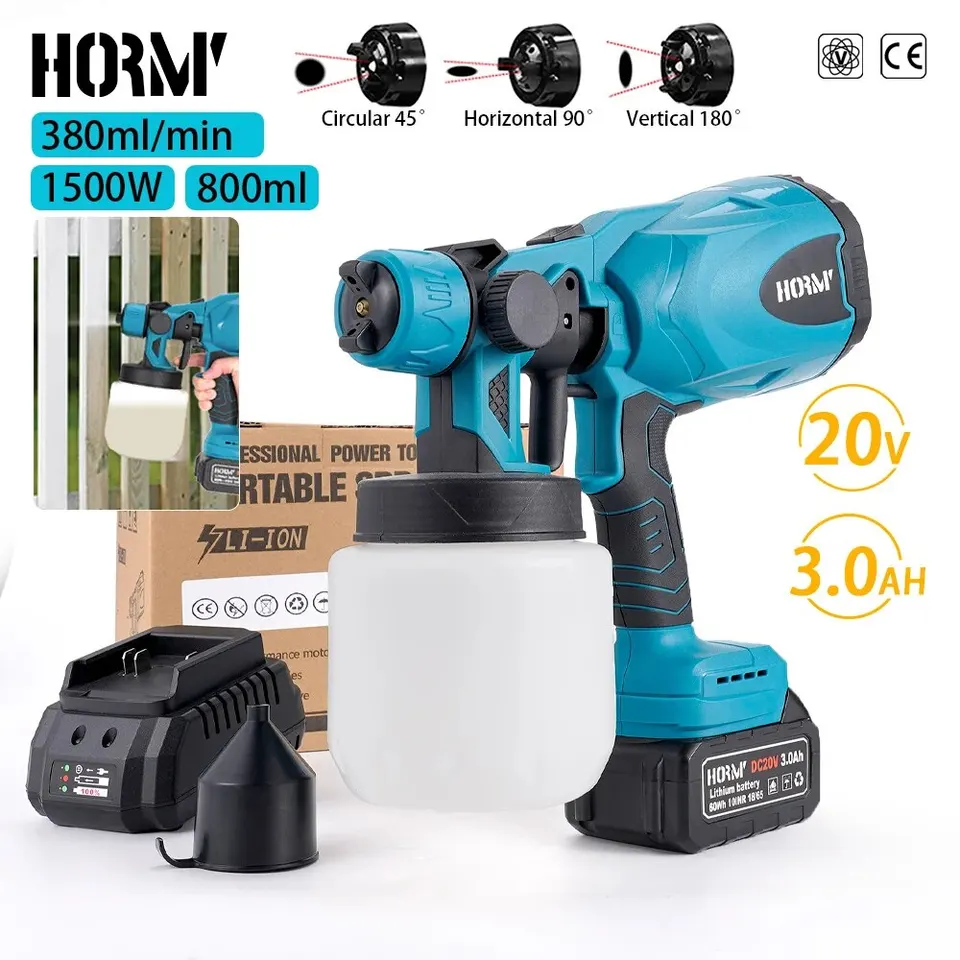 Hormy Electric HVLP Spray Gun Adrless Paint Strešer automobily Nábytok oceľový povlak Airbrush Home DIY Nástroje pre batériu Makita 18V