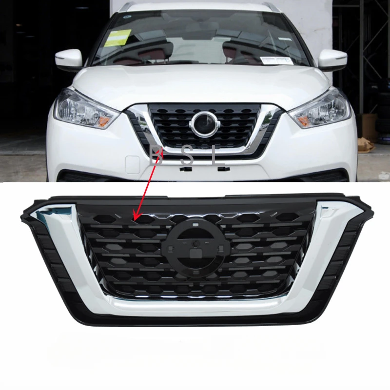 Horná mriežka predného nárazníka na roky 2017- 2021 Nissan Kicks Black Chrome Trim Tres Abs Plastické mriežky