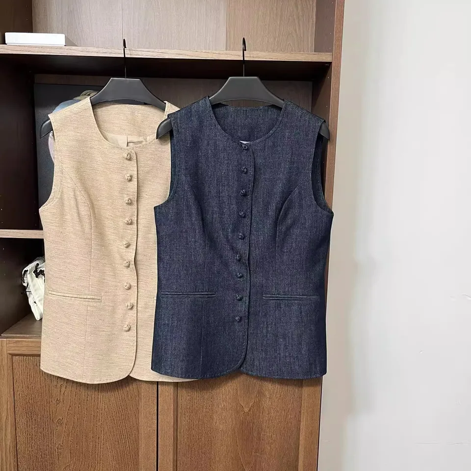 Horný koniec Ženy Čínsky štýl bavlnená zmesi Solid O-krk bez rukávov Slim Vest Top Lady Elegant Všetky zápasy s jedným druhovým vrcholom košeľa