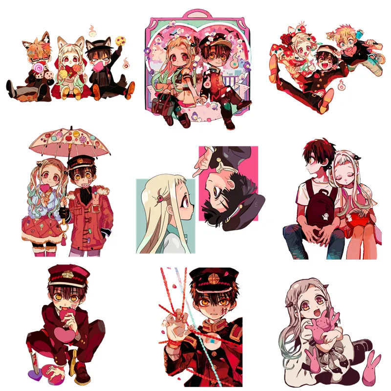 Horor anime toaleta viazaná na toaletu Hanako-kun na záplaty na odevy na prenos tepla prenos nálepiek DIY DET TRSHING Železo pre ženy roztomilé aplikované