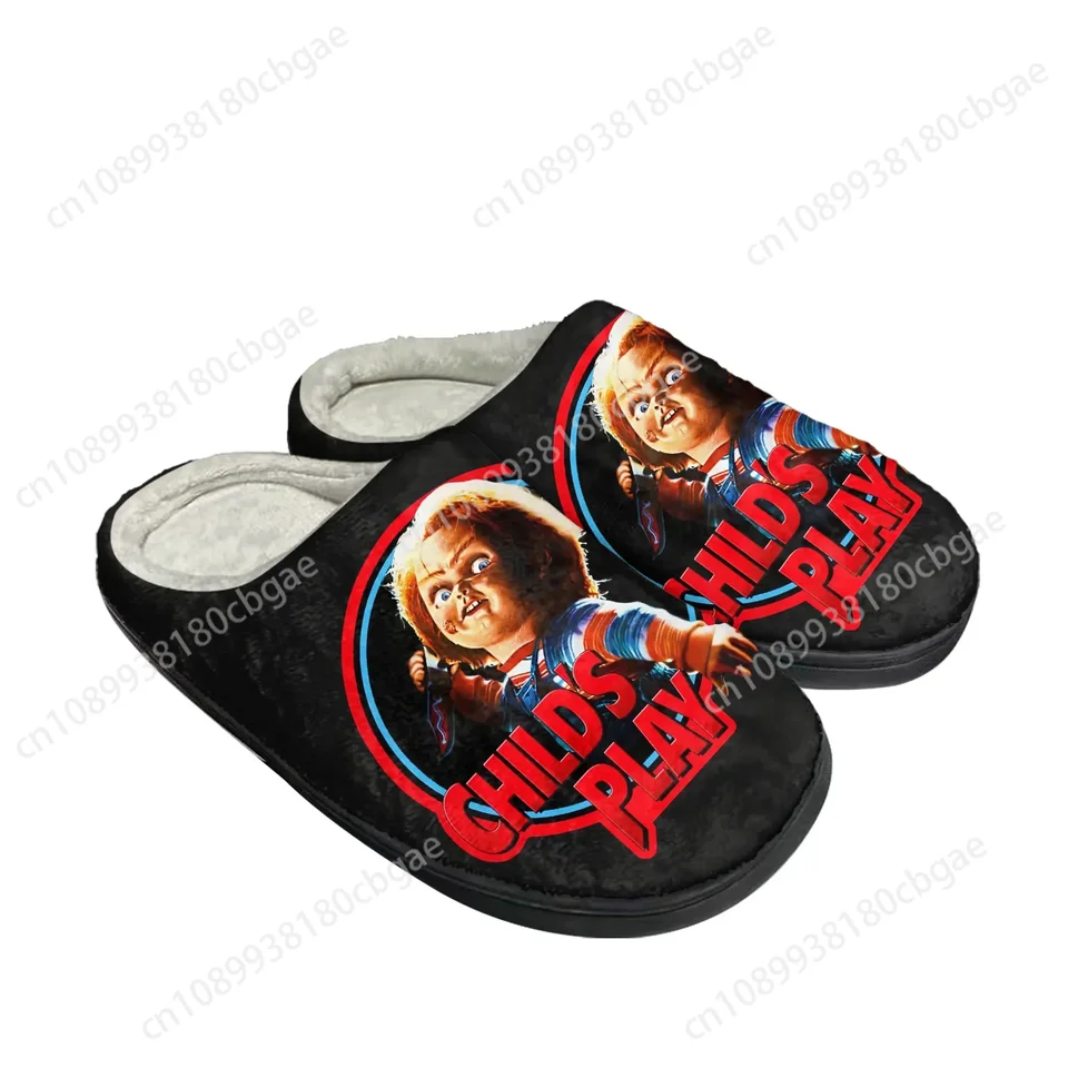 Horor Childs Play Chucky Home Cotton Custom Plippers Pánske dámske sandále plyšové neformálne udržiavajte teplé topánky pár tepelných papuče