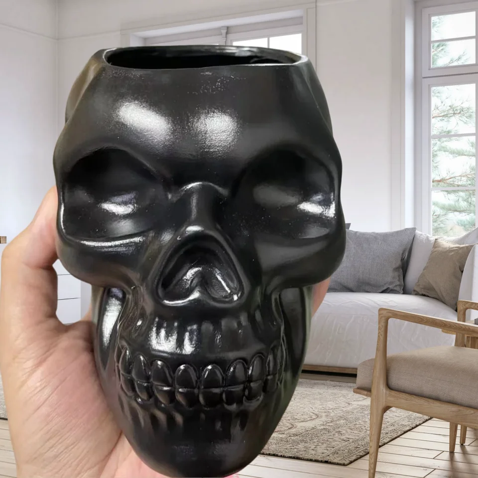 Hororová hračka lebka make -up kefka držiteľ gotické úložné rekvizity Novoz Halloween izba dekorácia darček ghost stolové doplnky