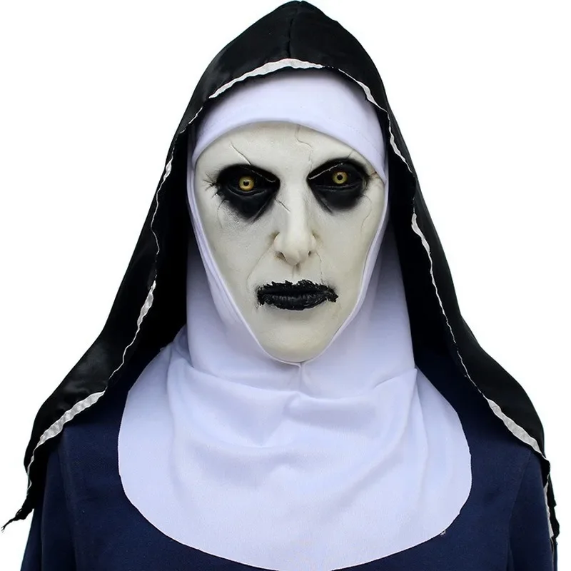 Hororová maska ​​mníšky Cosplay valak strašidelné latexové masky s hlavnou čelnou prilbou na tvár Halloween Party Party
