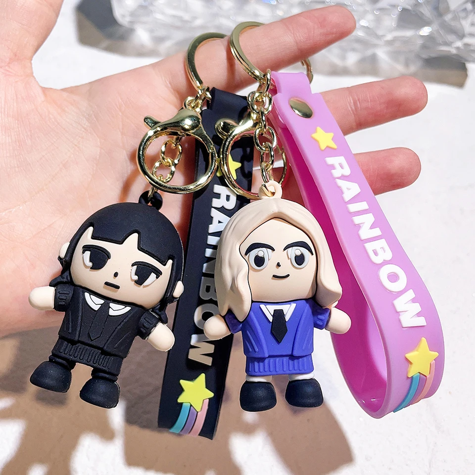 Hororová streda addams silikónová kľúče hračky hračky Hand Home Decor Keychain Doll Schoolback Pendant Halloween Hray Costy Ress