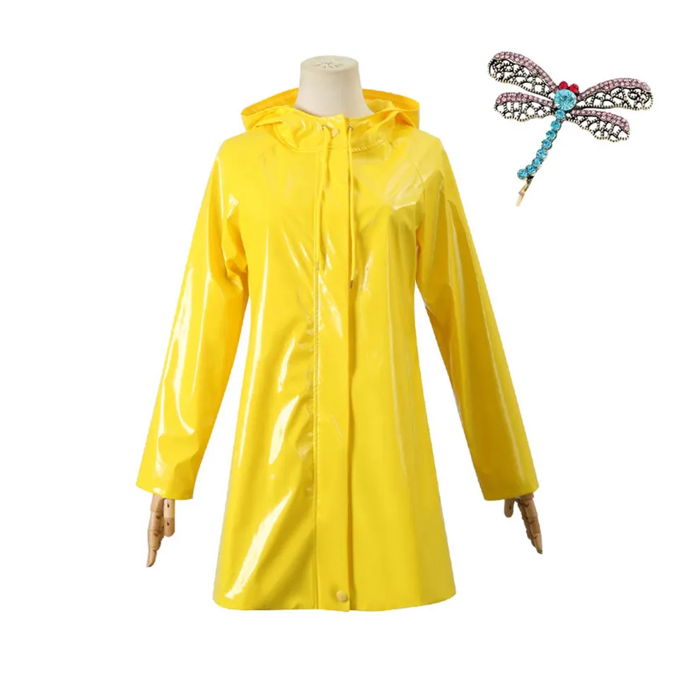 Hororové filmy Coraline Cosplay kostým žltý kabát tajné dvere pre dospelých veľkosti Halloween strana strašidelný roleplay Suit kostým pokrývky hlavy hlavy