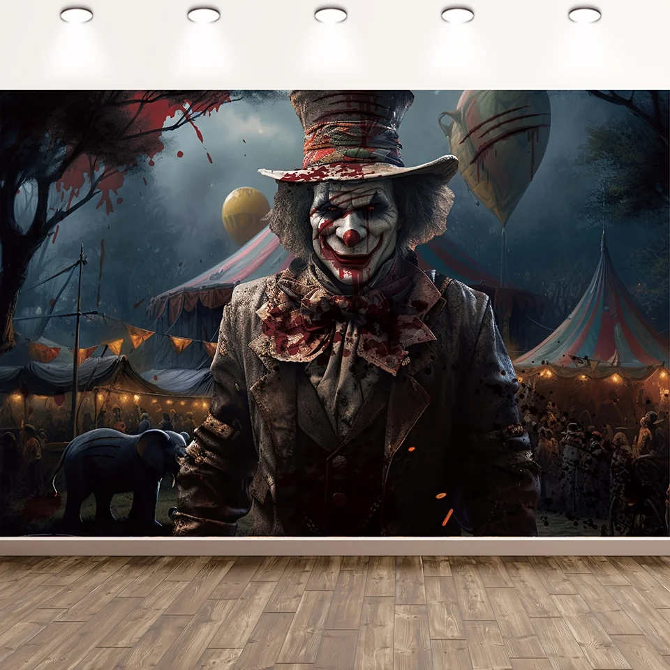 Hororový cirkus Halloween pozadie strašidelné klaunské pozadie Zlo klaun pozadie Zlé cirkusové pozadie pre Halloween