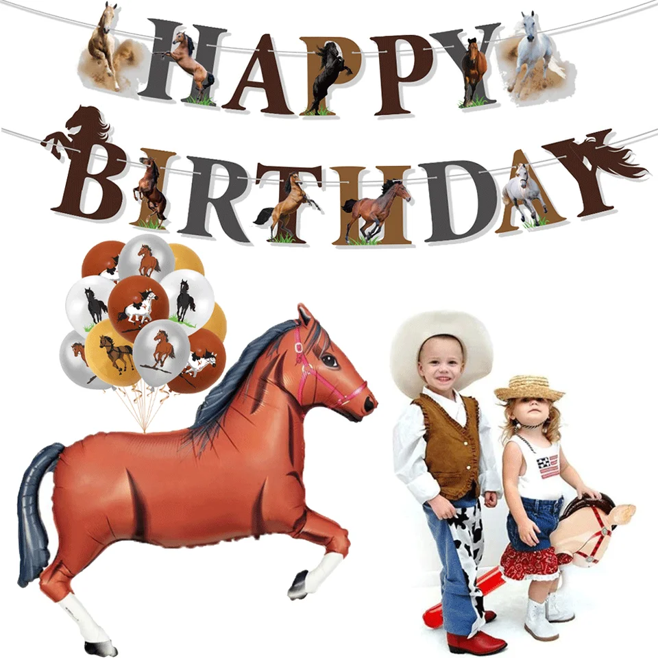 Horse téma Party dekorácie Obrie koňa Veľké fóliové balóny kovboj narodeniny Barner torta tortu Detské párty bábätko Dodávky