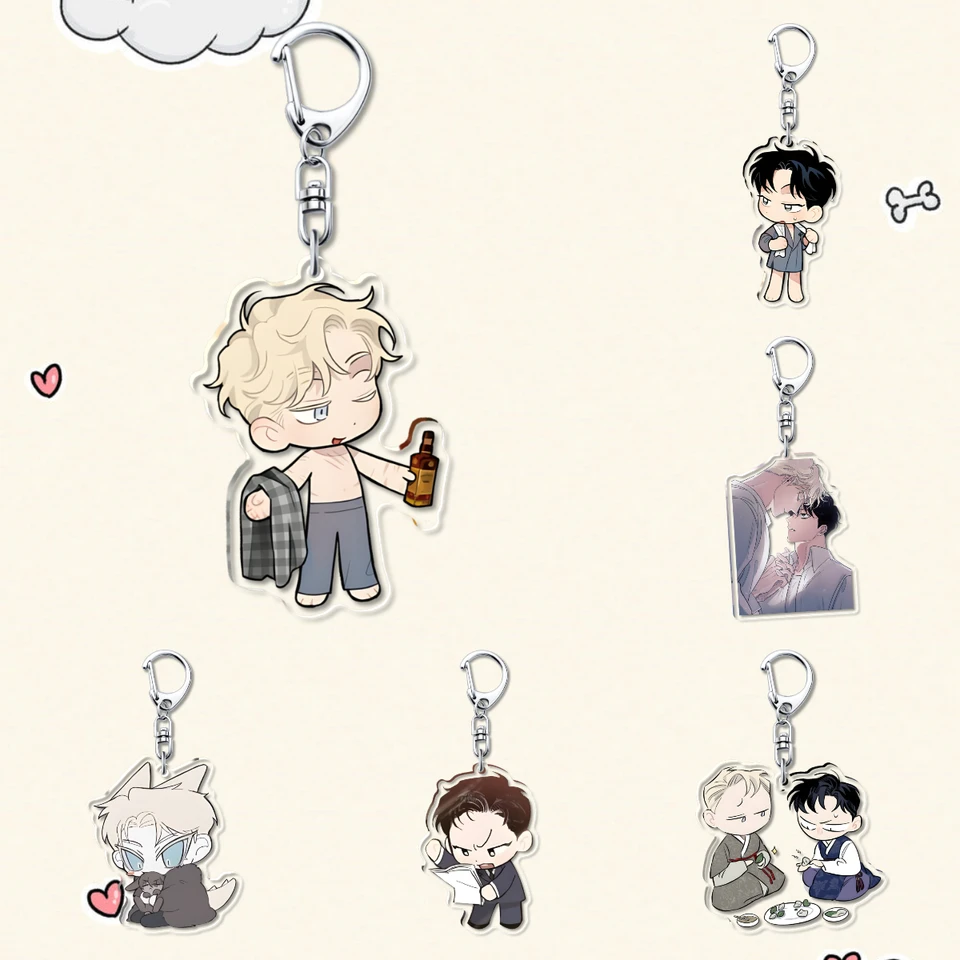 Horúca kórejská karikatúra Bl Manga Anime Roses a Champagne Keychain Fanúšikovia zbierka šperkov darček