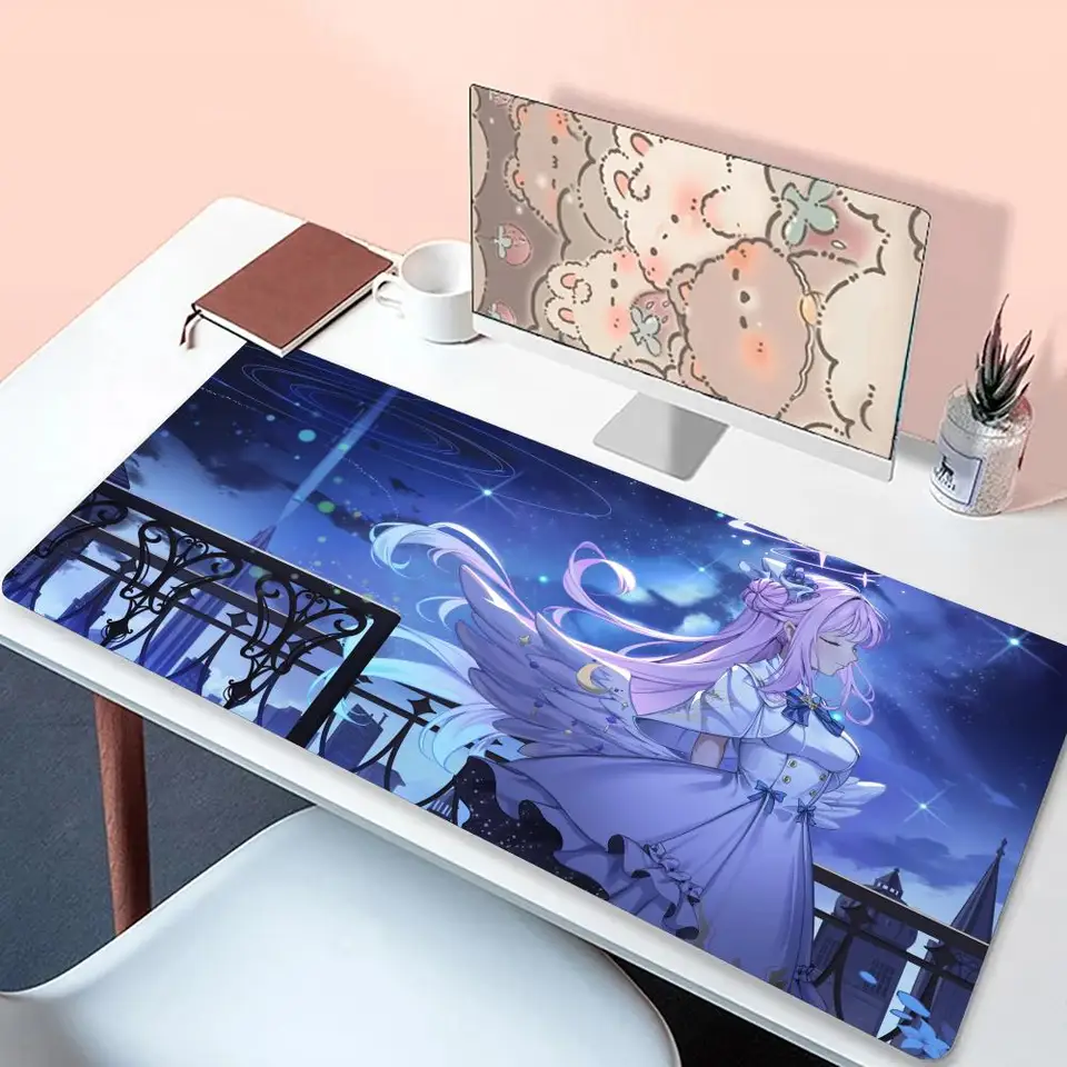 Horúca módna hra Blue Cute Misono Mika Mouse Pad Gaming Gaming Non-Slip Gumber Edge Locking Mousepads Game Hra Mats pre notebook Kawai