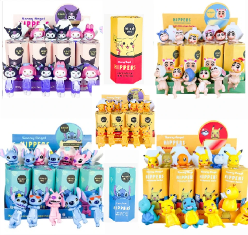 Horúca produkt Party Angel Pikachu Sanrio Stitch Crayon Shin Chan Face Blind Box Ornament Ornament Mobile Decorácie Decorácie ručne vyrobený Anim