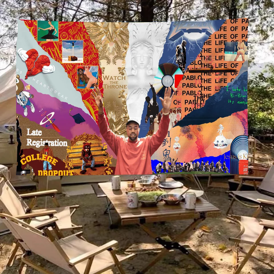 Horúca speváčka Kanye West vytlačená veľká vlajka Art Art Science Room Home Decor Decor Banner