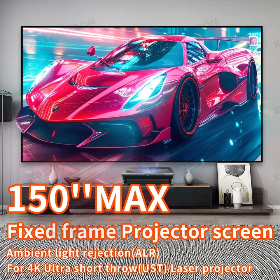 Horúce 135-150 '' ALR CLR UST Okolo ambientné svetlo odmietajúce rámec T Prism Princing Screen Screen Grey for 4K 8K 3D Ultra Short Throw projektor
