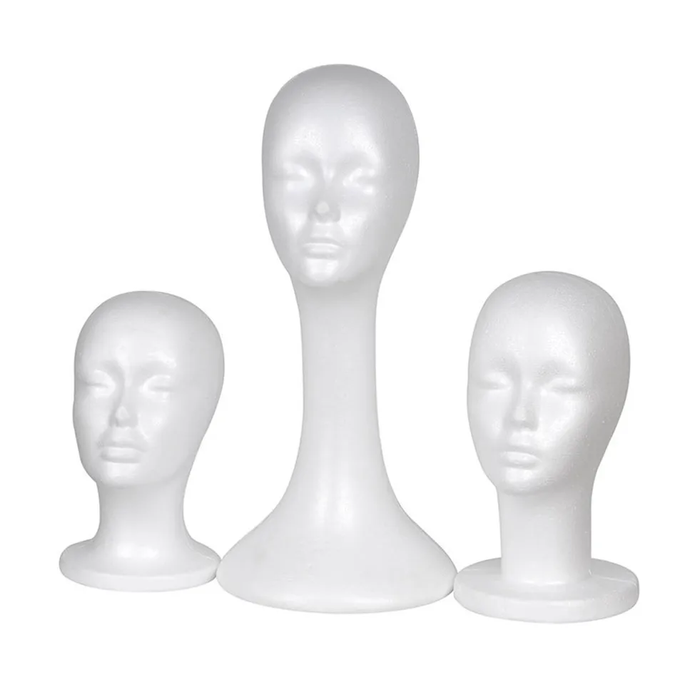 Horúce 1ks ženské ženské polystyrénové penové figuríny Mannequin Manikin hlava Model klobúky okuliare Parma displej Pranica mužská penová figurína držiak na hlavu stojan stojan