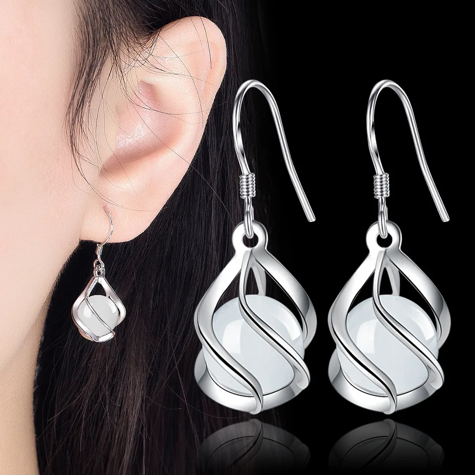 Horúce 925 Sterling Silver krásne náušnice pre ženy luxusné módne večierky svadobné zásnubné šperky vianočné darčeky