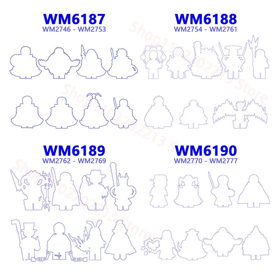 Horúce anime Buliding Blocks Mini akčné figúrky hlavy Vzdelávacie detské hračky na vianočné darčeky WM6187 WM6188 WM6189 WM6190