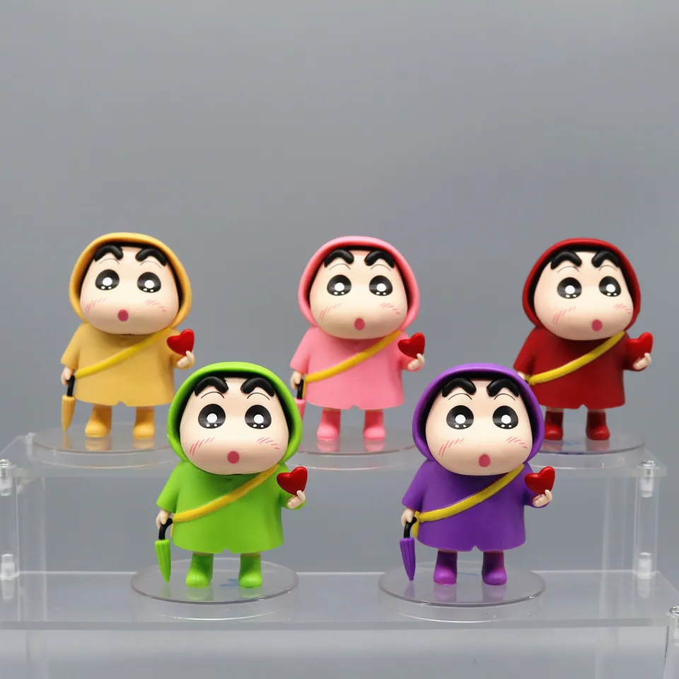 Horúce anime pastelky Shin-chan Raincoat Cross-Dress Kawaii Q Verzia Akčné figúrky PVC Model figurín dekor