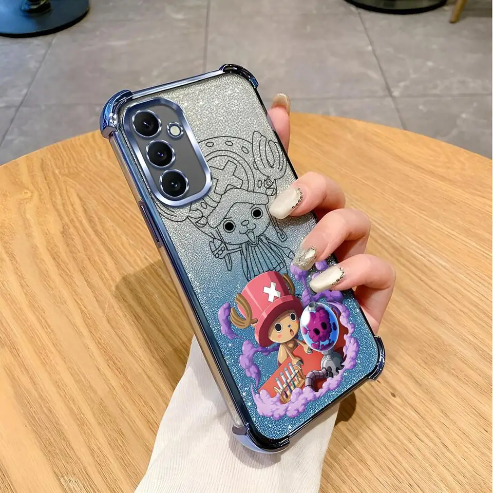 Horúce anime pre O-One P-Piece Miniso Pase Pase Glitter Anti-Fall pre Samsung S25 S24 Ultra 23 Fe 22 Plus A54 A55 A13 A15 A25 A16